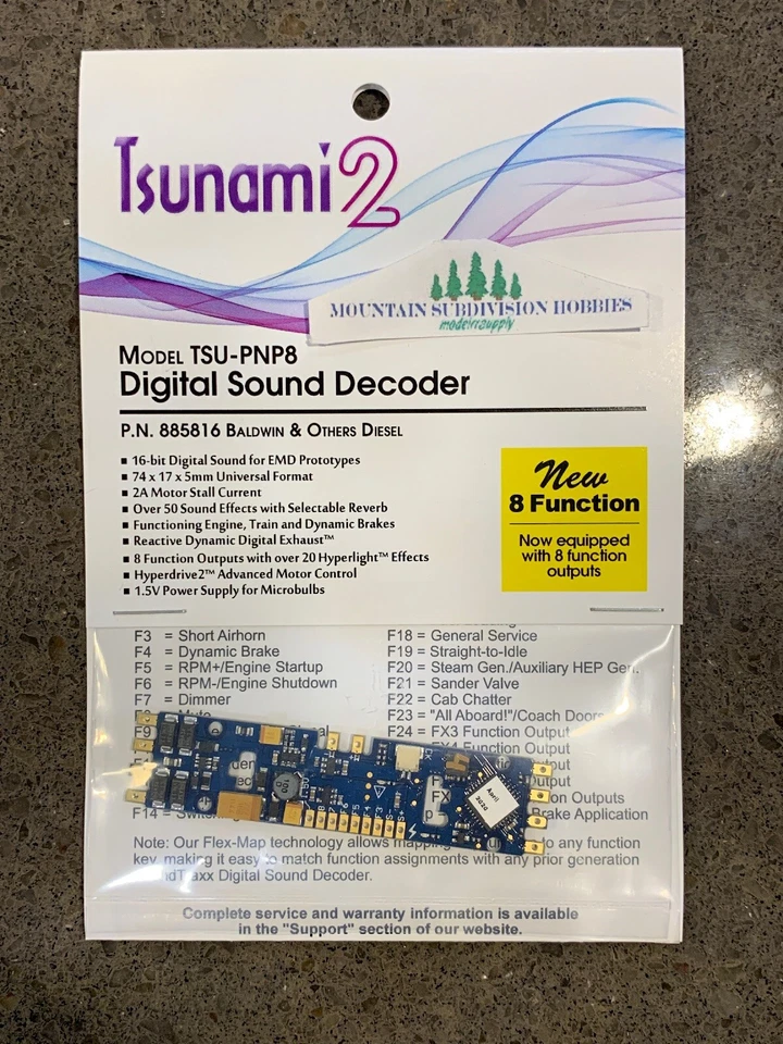 New  Soundtraxx 885816 Tsunami 2 TSU-PNP8 BW Genset GTEL Sound Decode 8 Function - Image 2 of 4