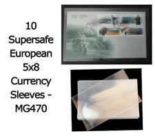 10 Large Banknotes Sleeves Museum Grade Euro 5x8 Currency 4mil Supersafe MG470