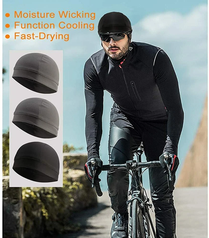 Paquete de 3 gorras de cráneo de enfriamiento para hombres forro gorro gorra absorbente de sudor sombrero de ciclismo Foto 2 de 4