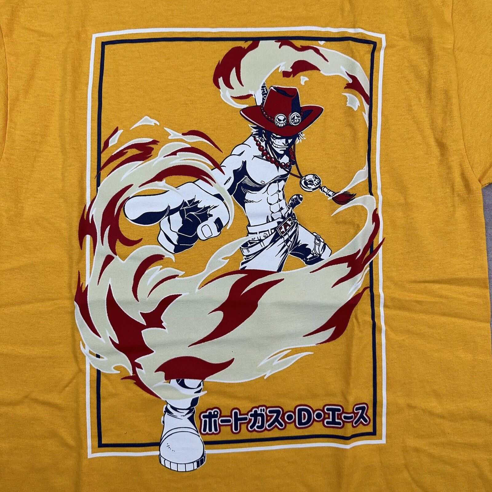 ONE PIECE Portgas D. Ace Anime T-Shirt Size Small Big Print Manga Netflix  Movie