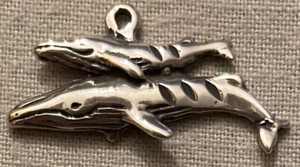 WHALES Sterling Silver Jewelry Charm or Pendant (1) HUMPBACK GRAY WHALE PAIR
