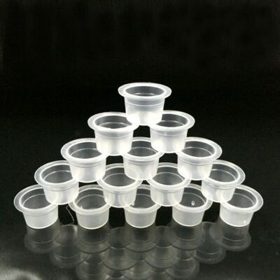Tattoo Farbkappen Ink Cups L (15 mm) Größe Tattoo P. Make 100 Stk. Transparent