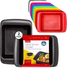 Rapid Ramen Cooker - Microwave Ramen in 3 Minutes - BPA Free and 2 Pack Black