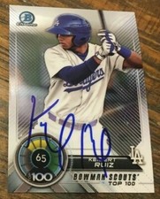 KEIBERT RUIZ Signed 2018 Bowman Scouts TOP 100 Baseball Card #65 LA DODGERS AUTO