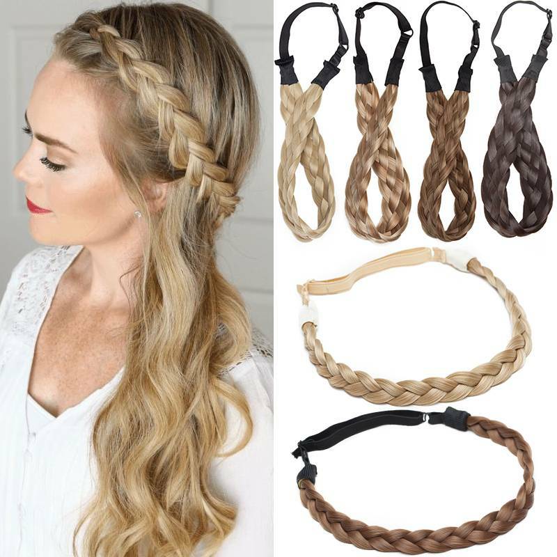 Women Real Natural Hairband Twisted Braid Hair Band Bohemian