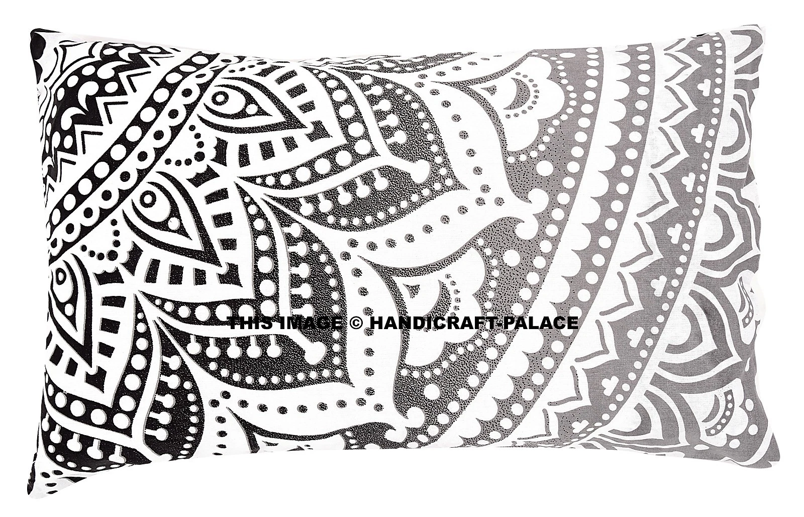 Black & White Ombre Mandala Pillow Cover Cotton Throw Indien Bed Decor Pillow