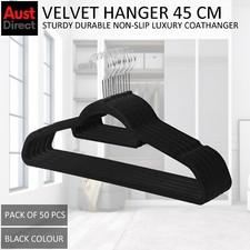 Velvet Flocked Coat Hangers Clothing Clothes Curved Tie Bar Slim Thin Non Slip  — image 6
