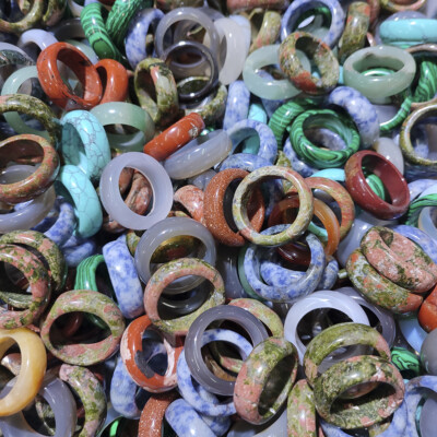 10-100pcs Wholesale Ring Jewelry Natural Agate Gemstone Mix Colorful Rings Lots