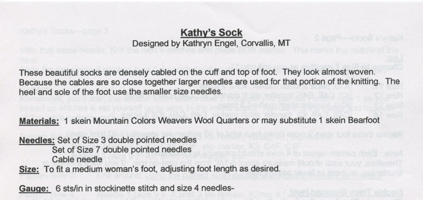 SAOLA Motivo maglia colori montagna calze Kathy's solo modello