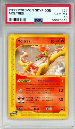 2003 Pokemon Skyridge 21/144 Moltres PSA 10