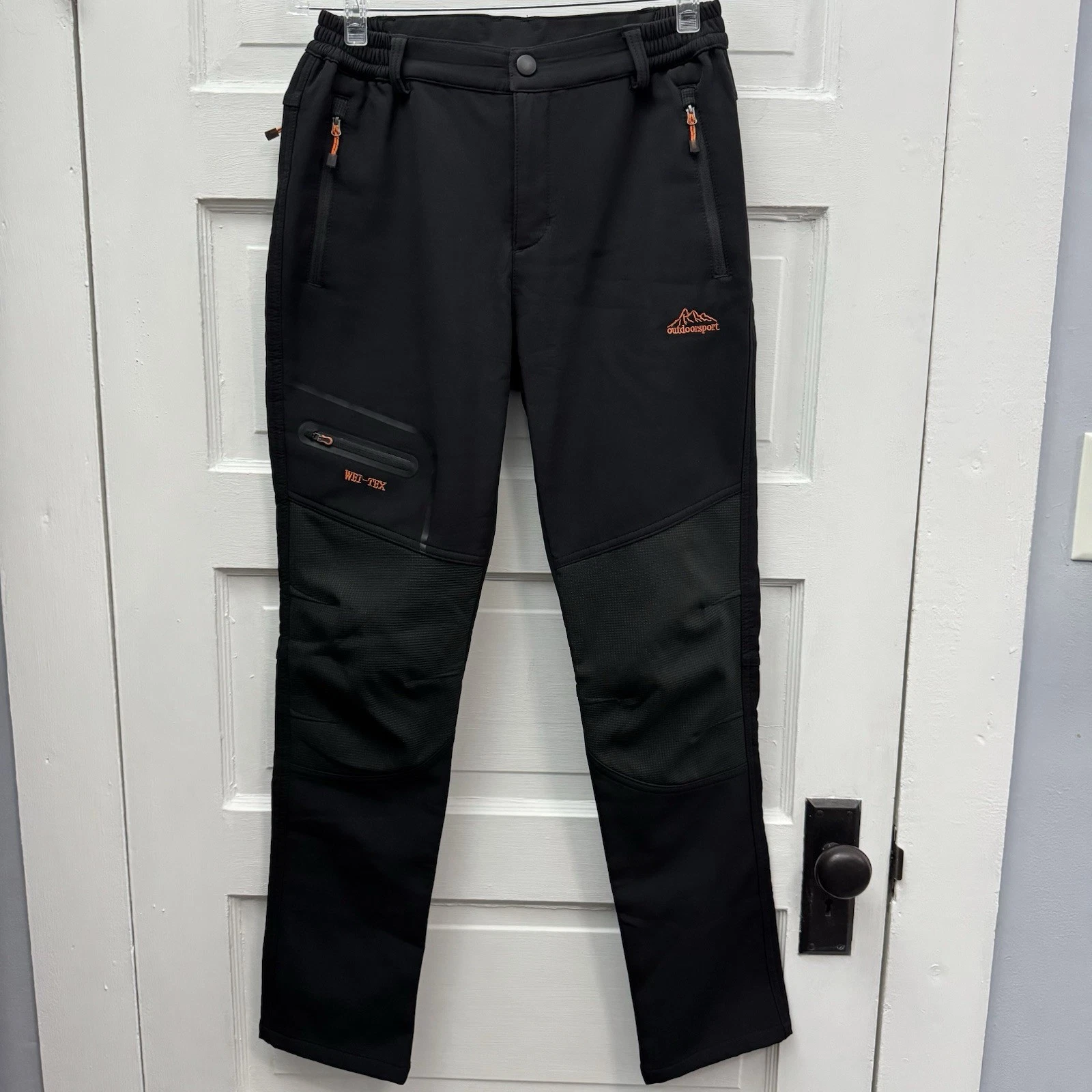 Fleece Lined Softshell Outdoor Pants Outdoorsport Unisex Size S Black