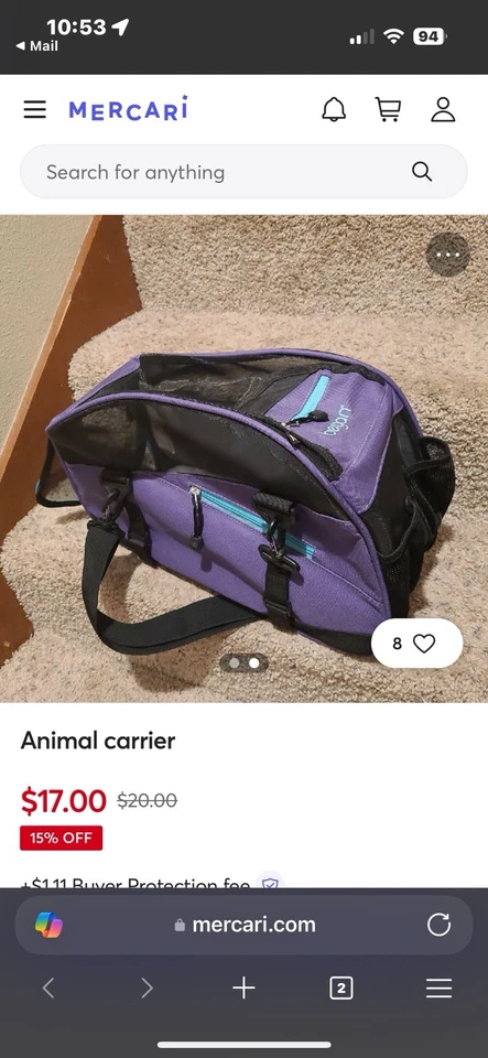 Transportador Bergan roxo e preto/pet Comfort pequeno - Imagem 2 de 4