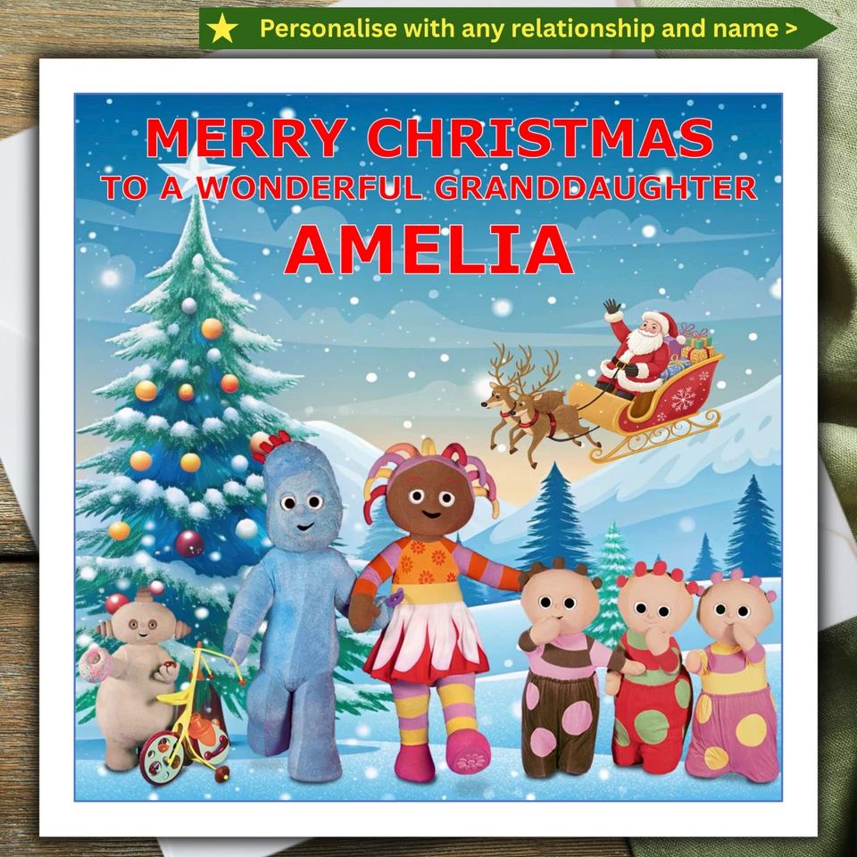 IN THE NIGHT GARDEN CHRISTMAS CARD personalised with NAME and RELATIONSHIP