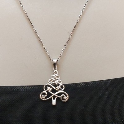 OTC International CZ Sterling Silver Christmas Tree Pendant Necklace
