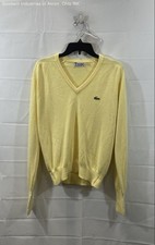 Vintage 80s IZOD Lacoste Men's Yellow V-Neck Sweater Raglan Sleeve COA Size M