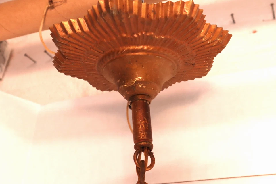 ATQ Art Deco Virden 5 Light Chandelier 1930`s Rayburn Slip Shade Fixture Light - Image 3 of 4