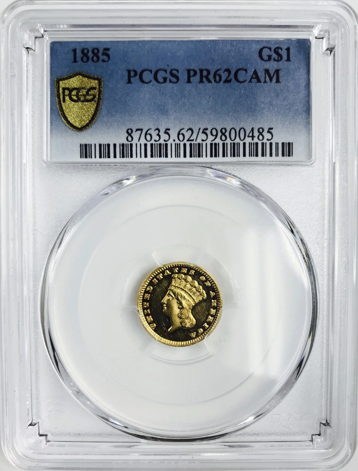 *1885 $1 GOLD INDIAN PRINCESS HEAD COIN* *PCGS PR62 CAM* NR #CVIP111