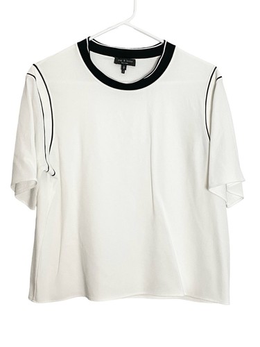 Rag & Bone, Rag & Bone Top Womens Size Small Black Ivory Short Sleeve Shirt