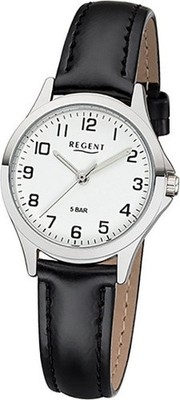REGENT 2112418 Damenuhr 29 mm Weiß Silber Lederband 5 BAR