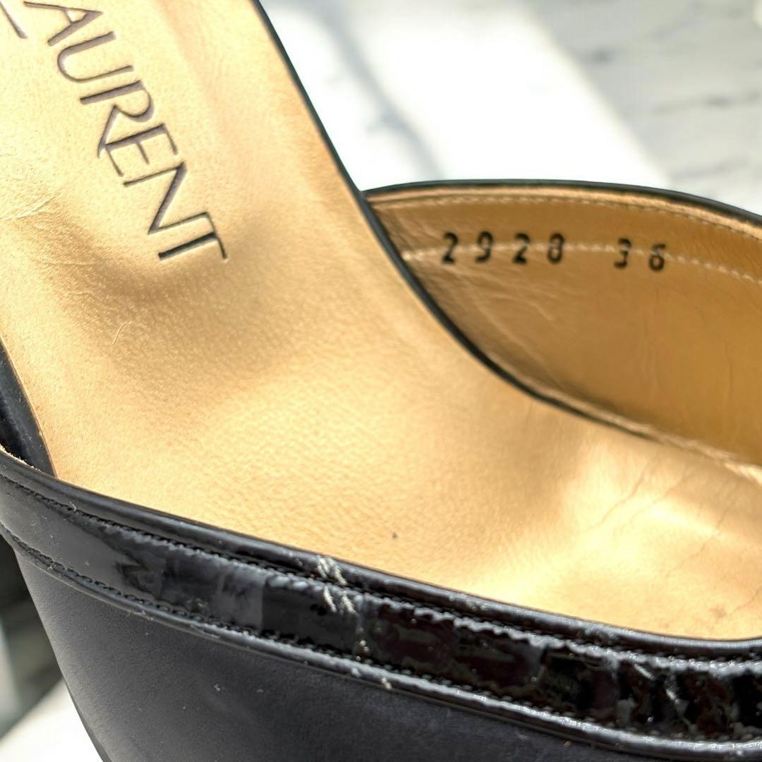 Saint Laurent Shoes Pumps Heel EU 36.0 US 6.0 Leather Black Authentic thumbnail 14
