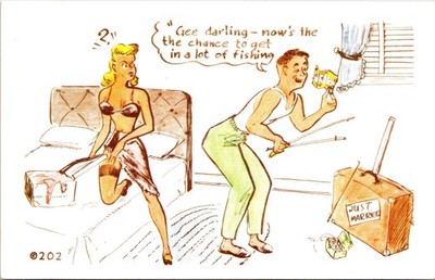 WEDDING HUMOR : COMIC POSTCARD : RISQUE : PIN-UP : KROMEKOLOR : NOBLE #202