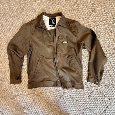 Volcom Mens Medium Brown Zip Front Jacket Skate Surf Casual Lightweight Jacket
