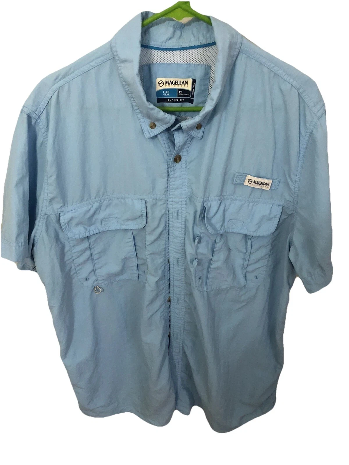 Magellan Fish Gear Angler Fit XL Blue MagWick Vented Fishing Shirt Mens