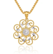 14K Solid Yellow Gold Round Necklace