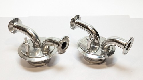 Lot of 2 Stainless Sanitary Cartridge Filter Housing Heads 1" Tube x 1.5" TC