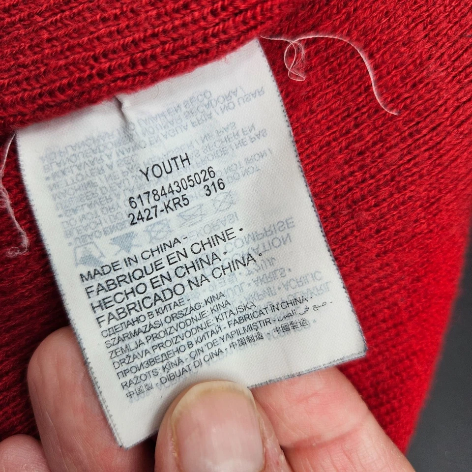 Nike Juvenil Reversible Tejido Gorro Rojo y Negro Rayas Diseño Deportivo Invierno Foto 3 de 4