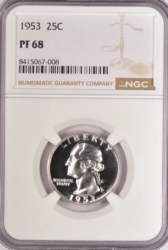 1953 Washington Quarter Proof NGC PF 68 PR68 Gem Coin 25C