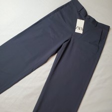 Zara Women Size 29 NWT Tailored Straight Leg Wool Blend Trouser Blue