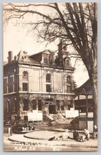 RPPC Town Hall Union Square Milford New Hampshire Real Photo NH Street Scene