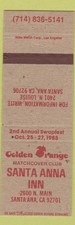 Matchbook Cover - Golden Orange Match Club Santa Anna CA 1985