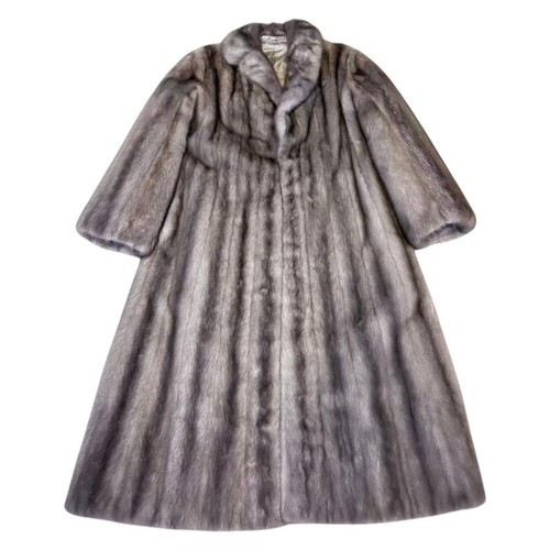 RARE SAPPHIRE REAL MINK FUR COAT VOLUMINOUS THICK WARM MAXI LONG JACKET
