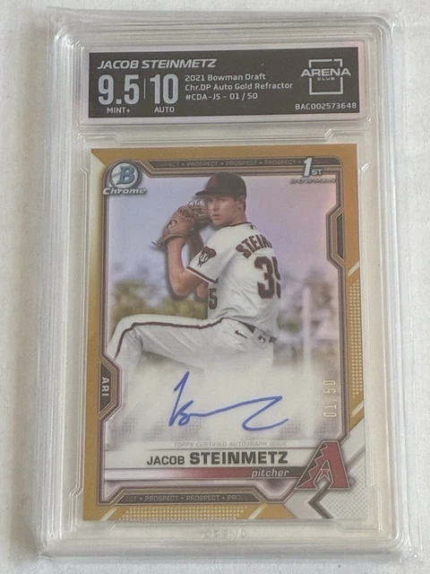 2021 Bowman Draft Chrome Gold Refractor Auto Jacob Steinmetz 1/50 - 9.5 Auto 10