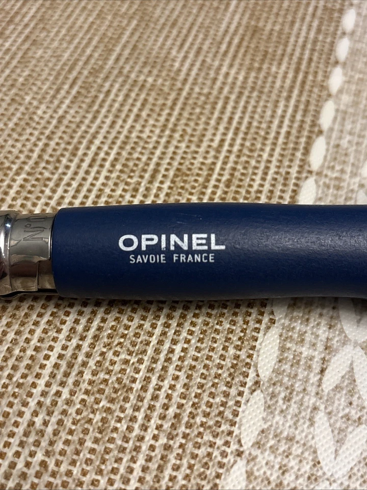 OPINEL INOX Nº 08 Navaja de Bolsillo Plegable Bloqueo Correa de Cuero Azul Foto 3 de 4