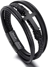 to My Son Pray Through It Leather Cross Bracelet,Multilayer Leather... 