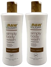 Set of 2 -  Raw Sugar Simply Body Wash, Santal & Caffeine, 25 oz ea