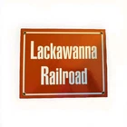 Vintage LACKAWANNA RAILROAD Porcelain Sign Red 10x8” Train Railway Collectible