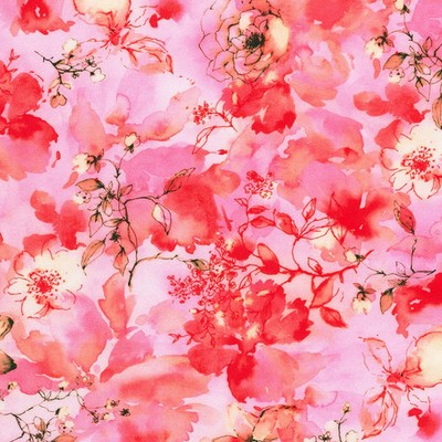 KAUFMAN - Ruby Rose by Lauren Wan - Washy Florals - Azalea 1/4yd