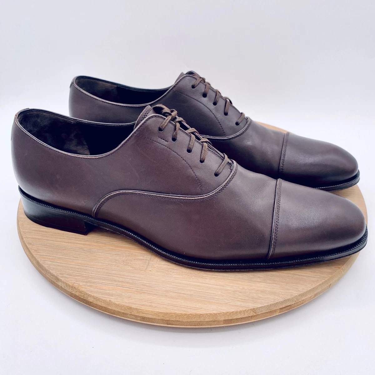 Salvatore Ferragamo Vintage Brown Leather Oxford Shoes Men’s 12 D Salvatore Ferragamo Oxford Brown Dress Shoes for Men for  main image 4