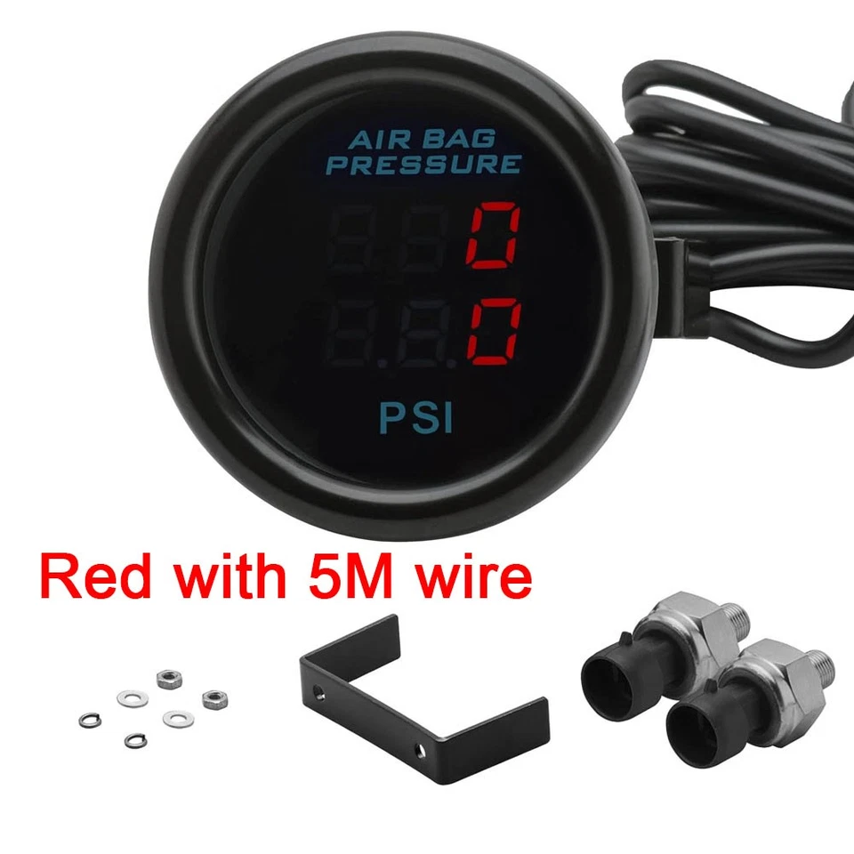 52mm Dual Display Air Suspension Pressure Gauge Psi Air Ride Gauge 1/8NPT Red - Image 2 of 4