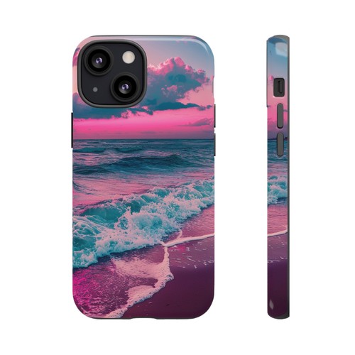 For iPhone | Samsung Galaxy | Pixel Phone Case - Pink Tranquil Beach Waves Neon - 第 72/191 張圖片