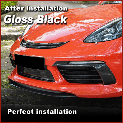 Glanz Schwarz Front Stoßstange Vent Canards Für Porsche 718 Boxster Cayman 16-19 - Bild 3 von 11