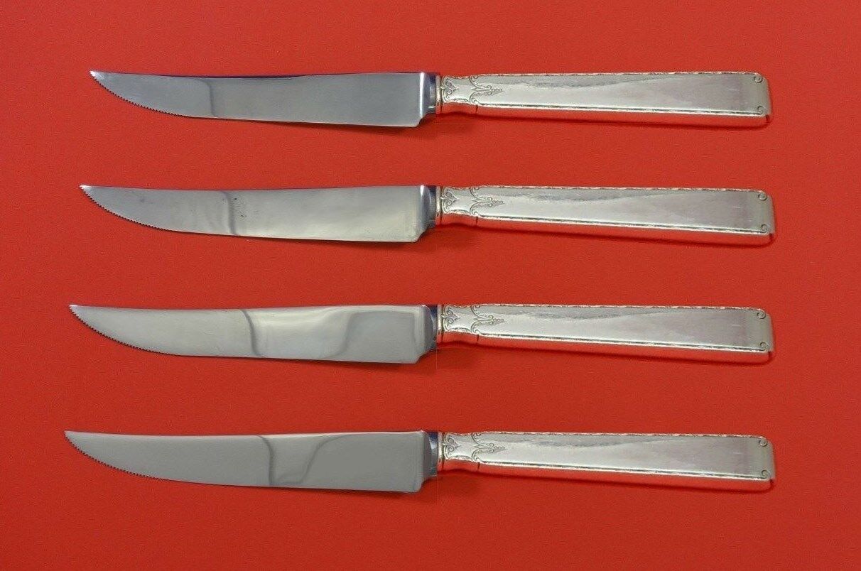 Old Lace by Towle Sterling Silver Steak Knife Set 4pc HHWS  Custom Made 8 1/2"