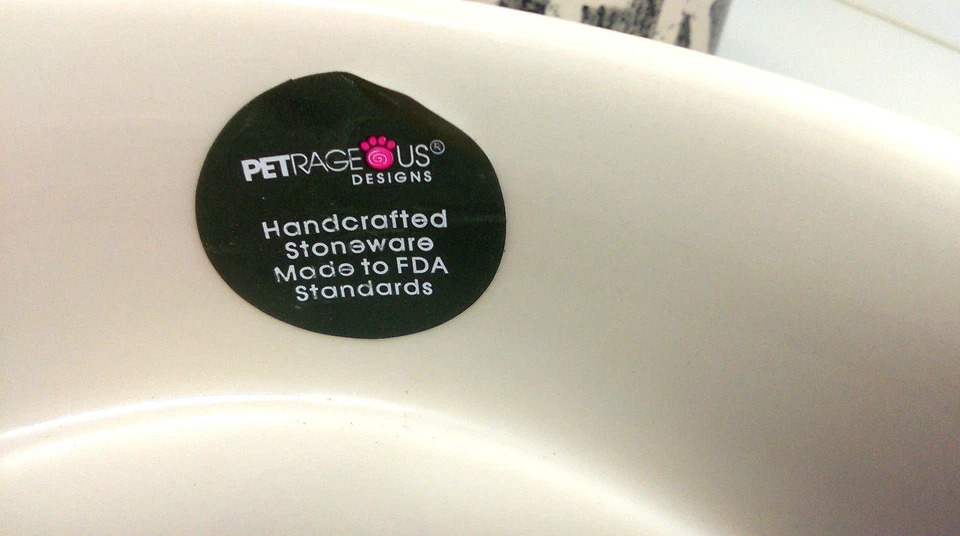 Juego de 2 cuencos de agua para alimentos petrageos 6" gres perro gato 3,5 tazas Foto 3 de 4
