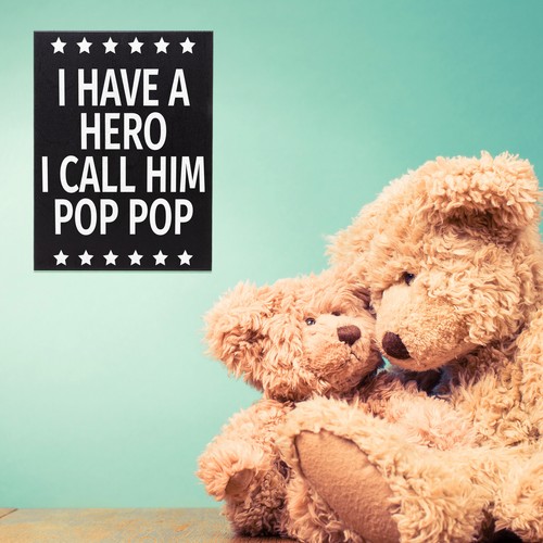 JennyGems I Have a Hero I Call Him Pop Pop Sign, Gifts for Pop Pop, Father's Day - Picture 5 of 12