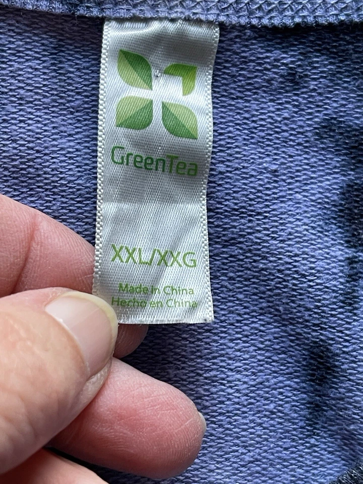 Top túnica verde té para mujer talla XXL tie dye azul escandinavo L/S cuello en V pulóver Foto 3 de 4