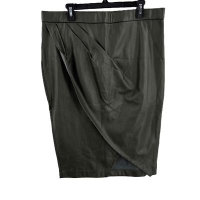 Maree Pour Toi Green Vegan Leather Wrap Front Pencil Skirt Womens Size 14